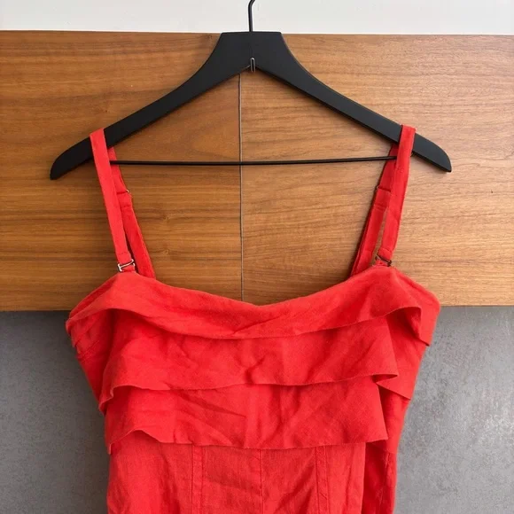 NWT By Anthropologie Linen Short Romper Bright Red, Size S - Picture 4 of 15